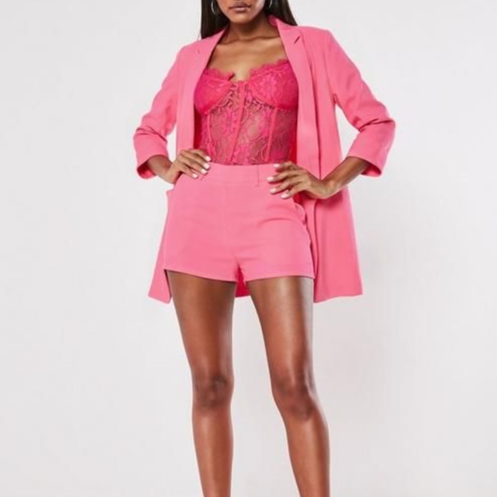 Pink Co Ord Boyfriend Blazer & Shorts Set